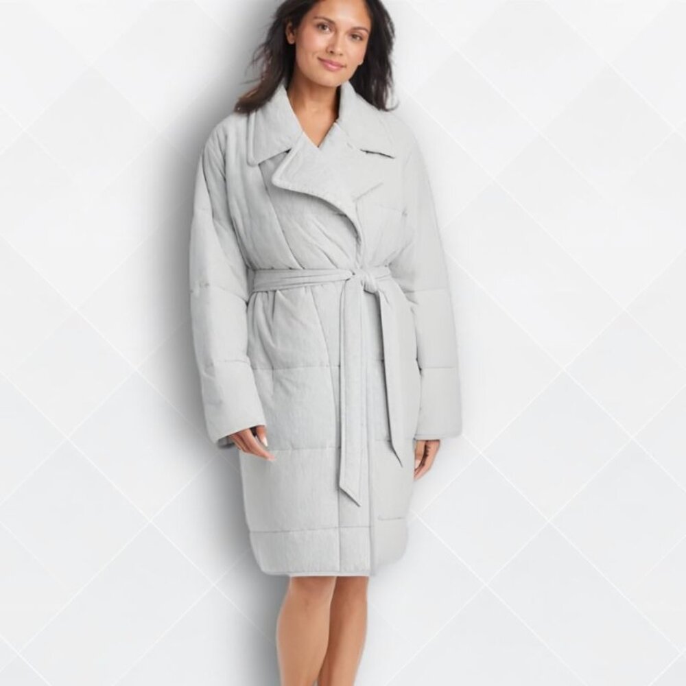 Auden Pale Gray Quilted Belted Robe